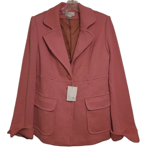 Spiegel | Women's Vintage Two Piece Pink Skirt Suit Set (Size 10) - Picture 2 of 16